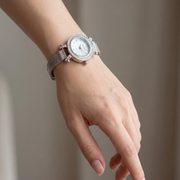 Women's 925 Sterling Silver Round Watch with Bracelet Belt